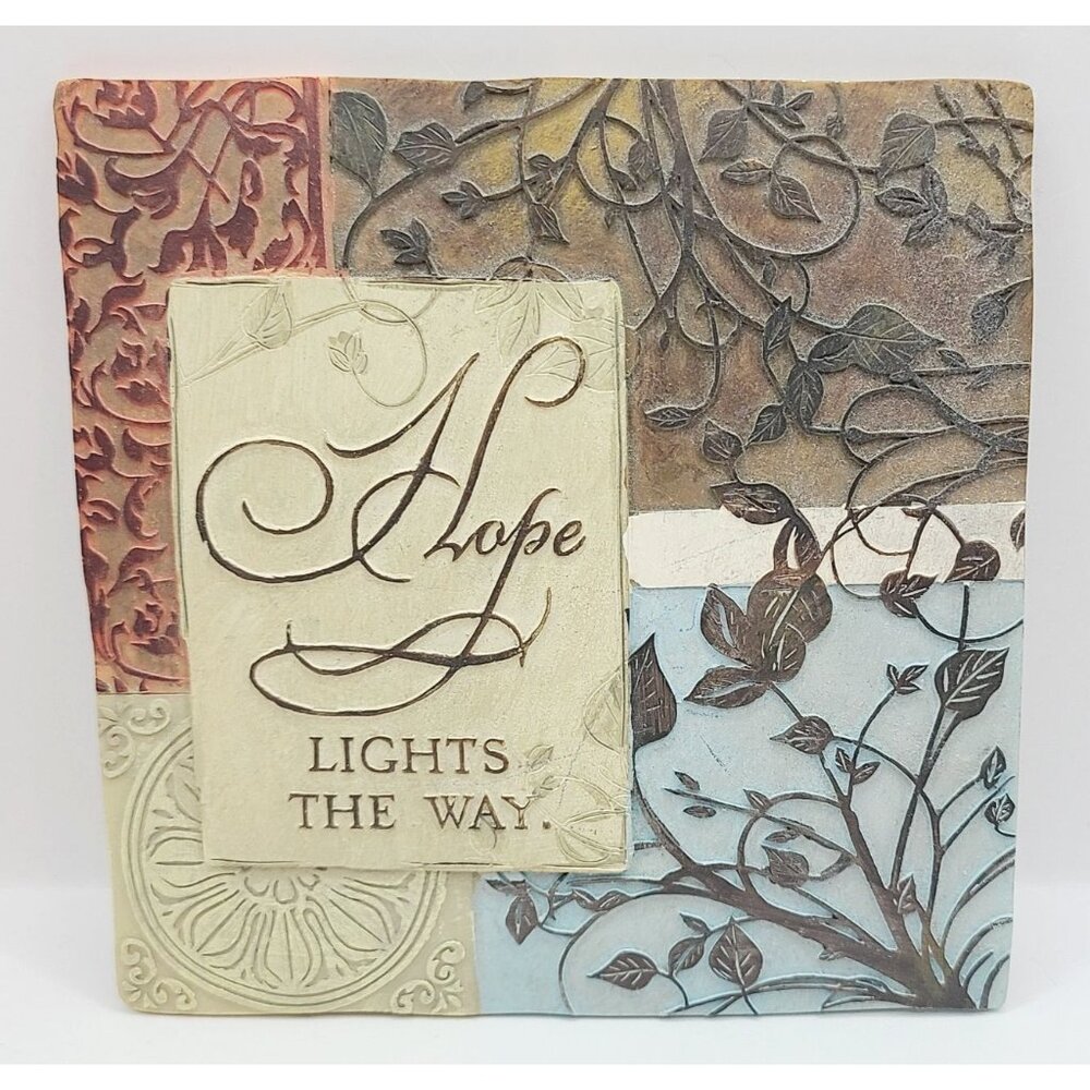 Decorative Wall Plaque Hope Lights The Way Square Wall Tile Textured Design